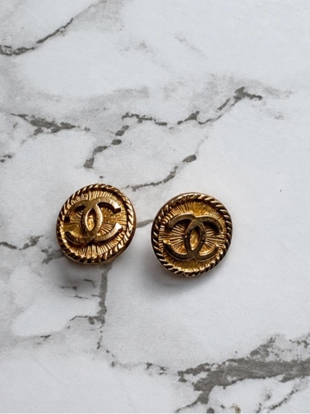 Vintage Chanel buttons gold tone set of 2